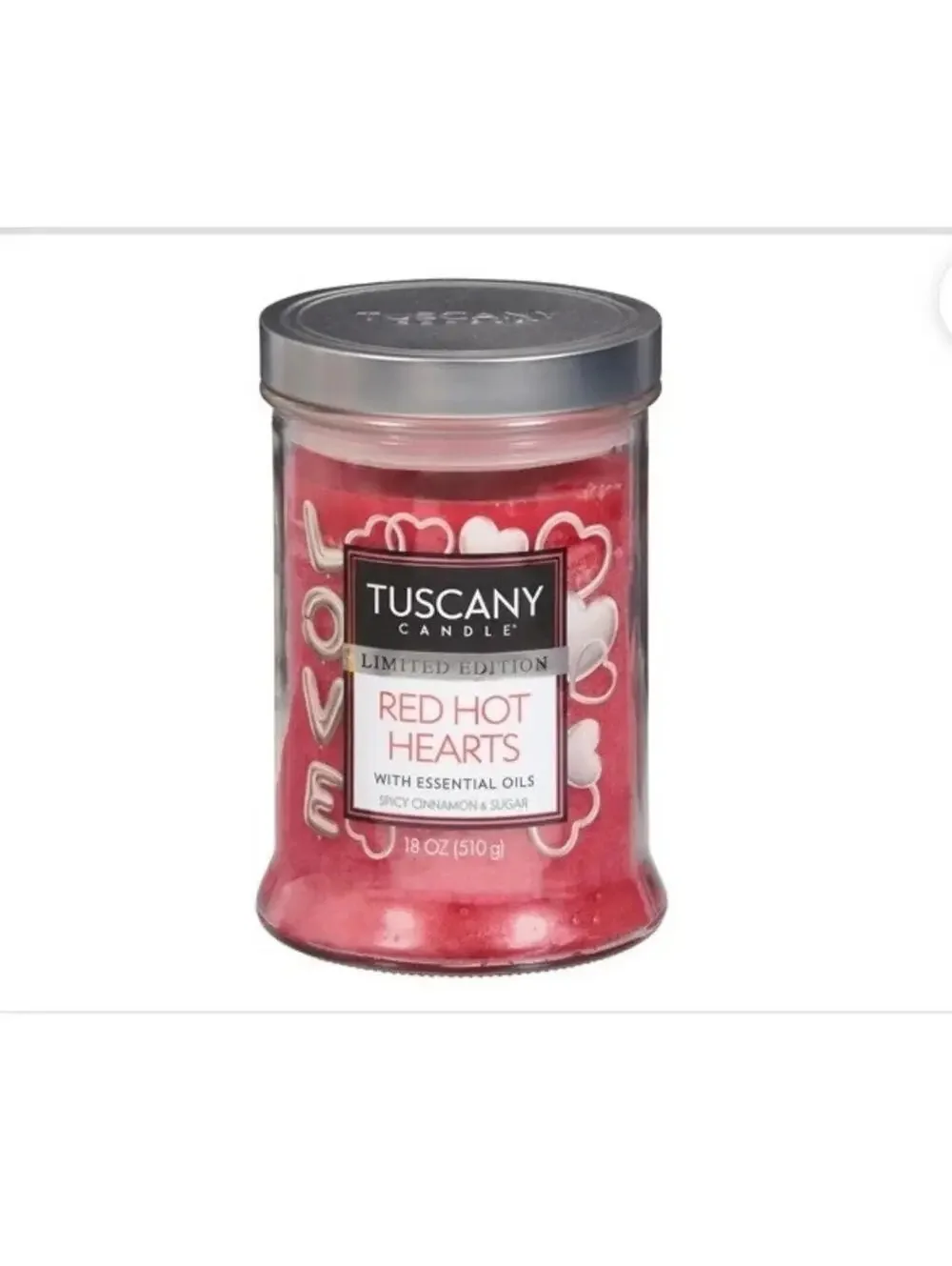 Tuscany Candle Limited Edition - Red Hots Hearts Spicy Cinnamon & Sugar 18oz